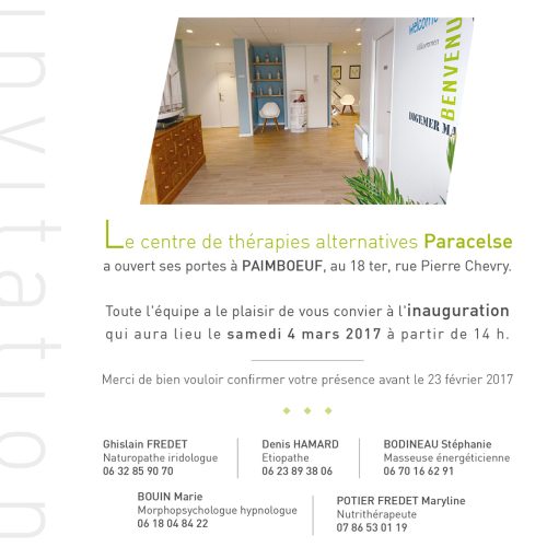 Invitation inauguration Paracelse